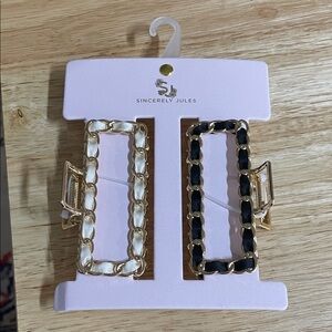 Sincerely Jules Hair Claw Clips with Ribbon & Chain Detail